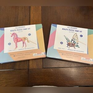 Allessimo Create+Paint 3D Wooden Model Paint Kit, Unicorn and Butterfly